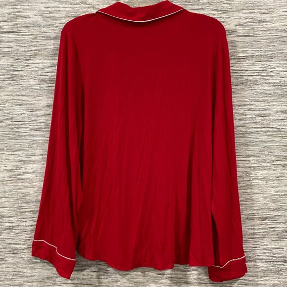 Victorias Secret Red Long Sleeve Button-Up Pajama Top XXL Soft Cotton-Blend - Picture 4 of 4